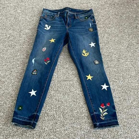 Level 99 Pants Jumpsuits Level 99 Embroidered Skinny Jeans
